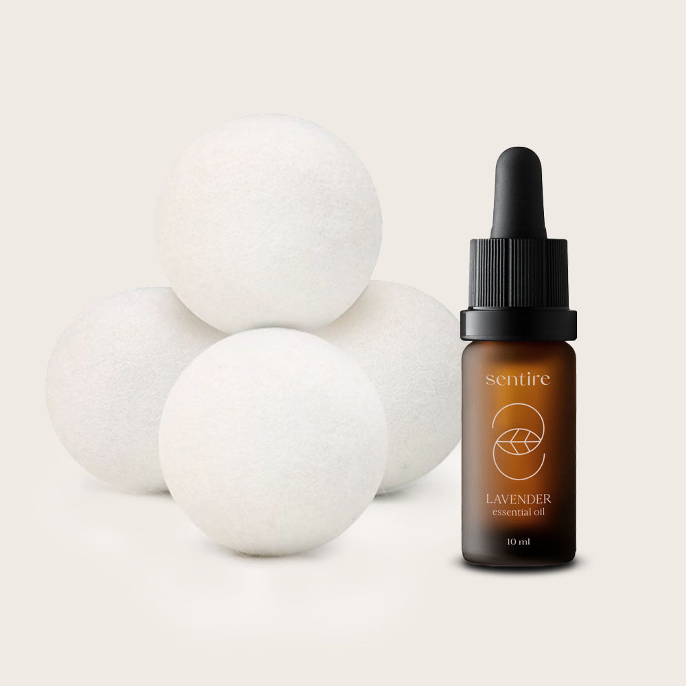 Set of wool balls + lavender essential oil