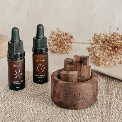Drveni mini difuzor i eterična ulja s kapaljkom