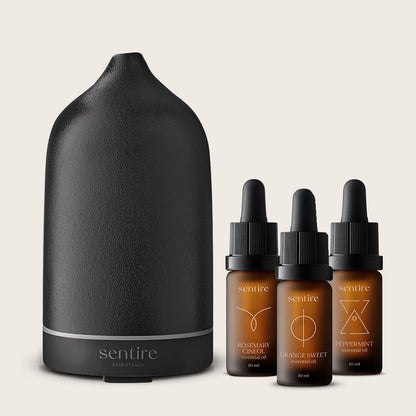 set keramički difuzor i eterična ulja crni